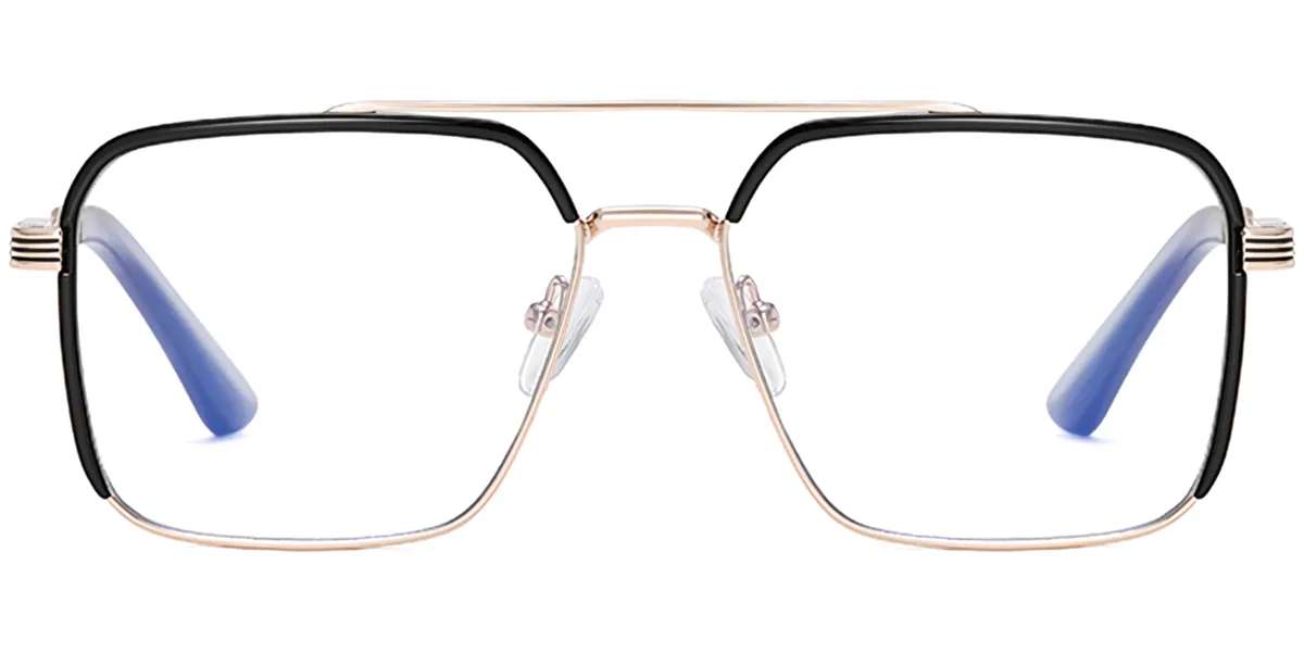 Moneti Eyewear Aurelio Aviator Glasses – Black Gold Eyeglasses - side view