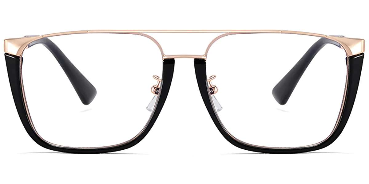 Moneti Eyewear Jetset Aviator Glasses – Black Gold Eyeglasses - side view