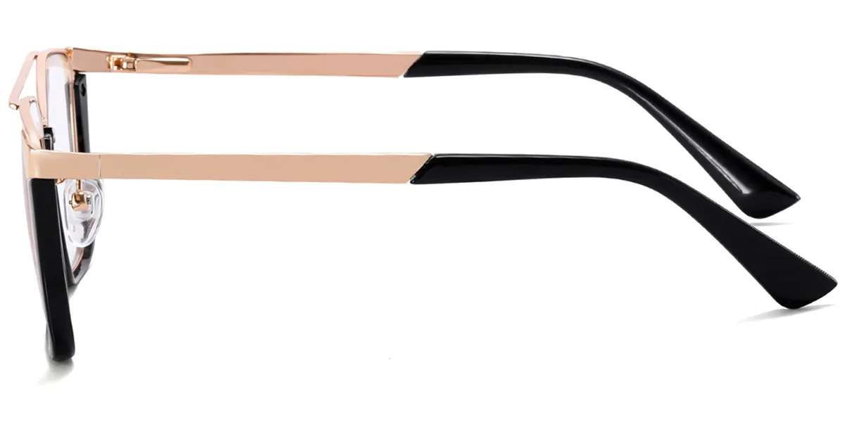 Moneti Eyewear Jetset Aviator Glasses – Black Gold Eyeglasses - lens view