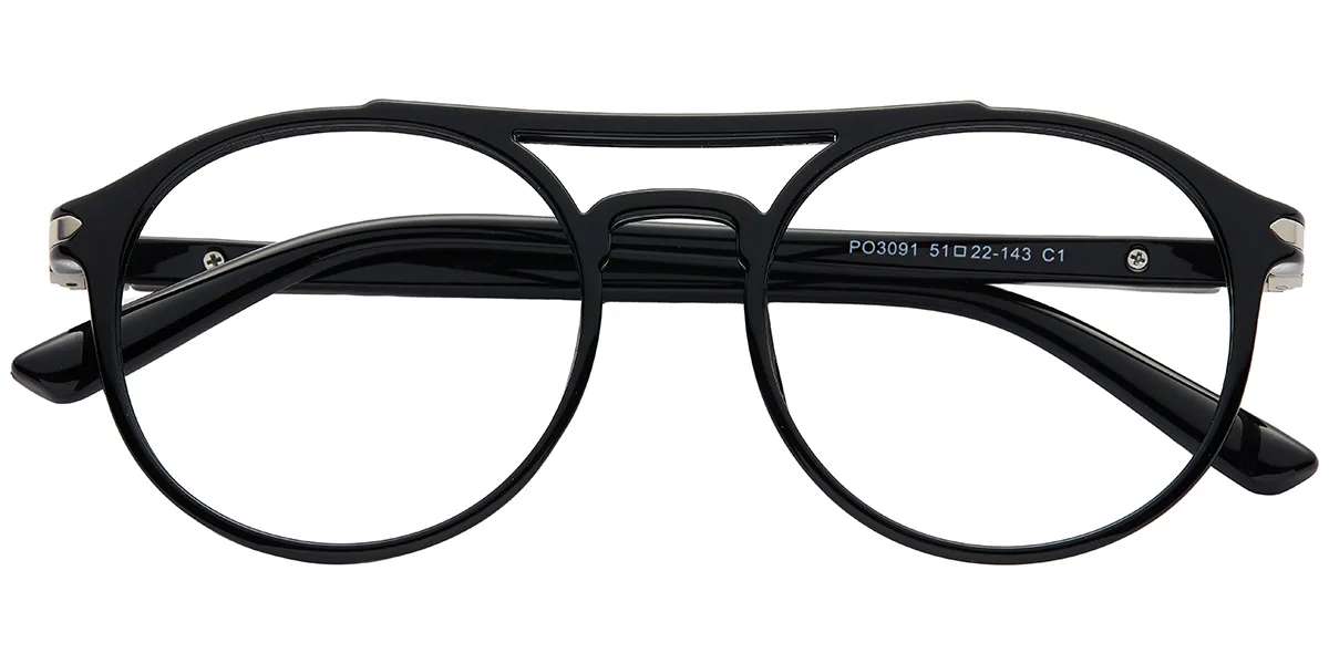 Moneti Eyewear Nova Pilot Aviator Glasses – Bright Black Eyeglasses - front view