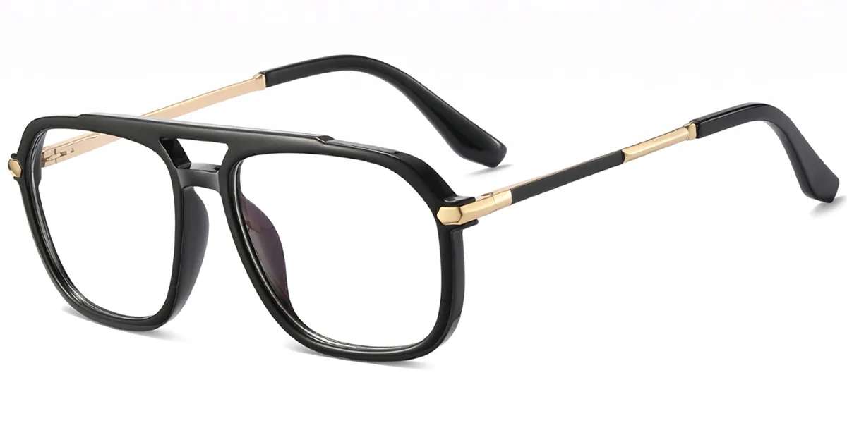 Moneti Eyewear Orion Aviator Glasses – Bright Black Eyeglasses - front view