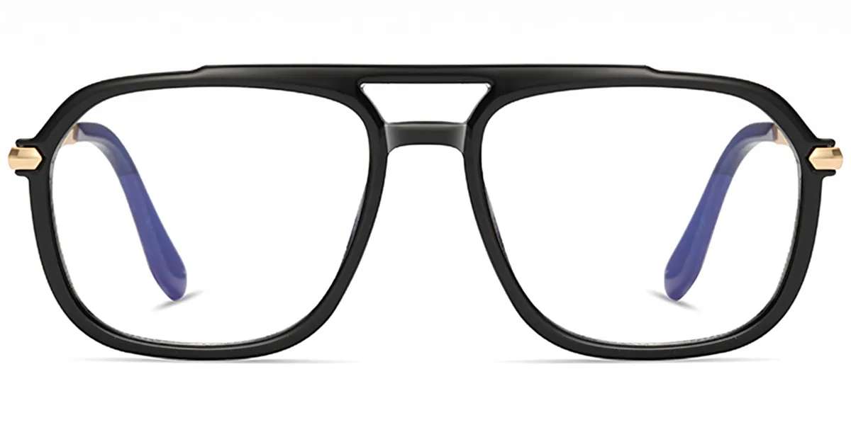 Moneti Eyewear Orion Aviator Glasses – Bright Black Eyeglasses - side view
