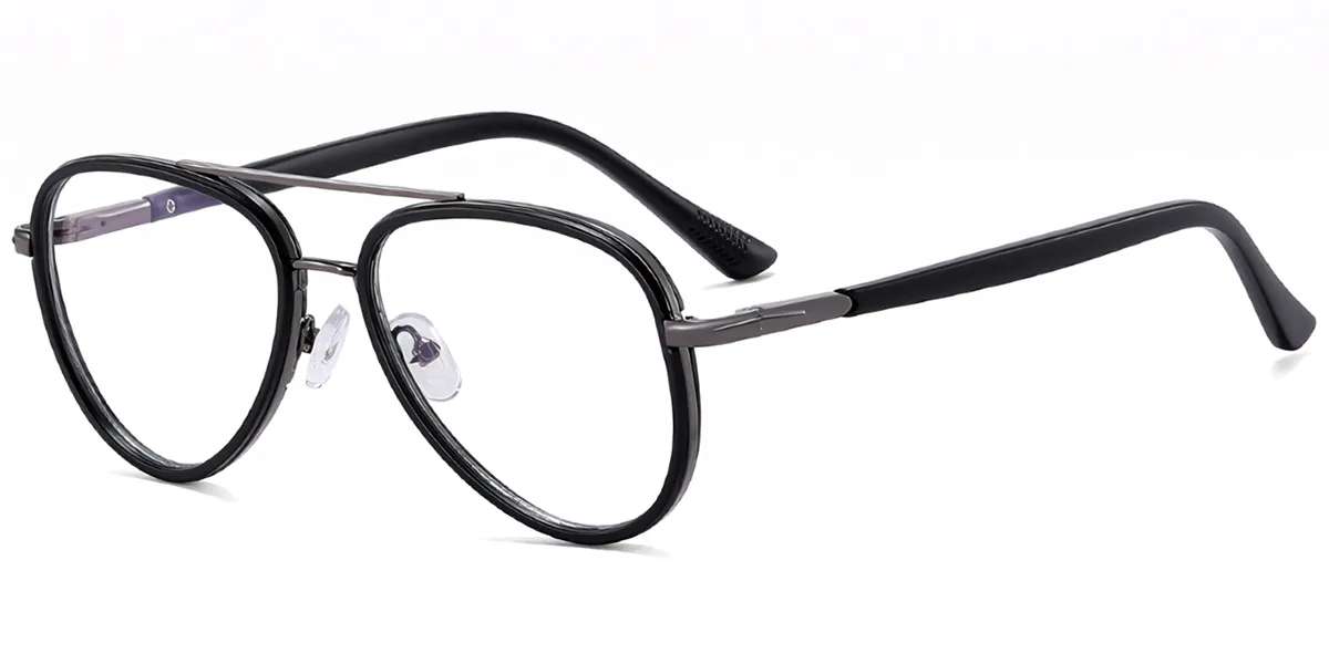Moneti Eyewear Aurelio Aviator Glasses – Matte Black Eyeglasses - angle view