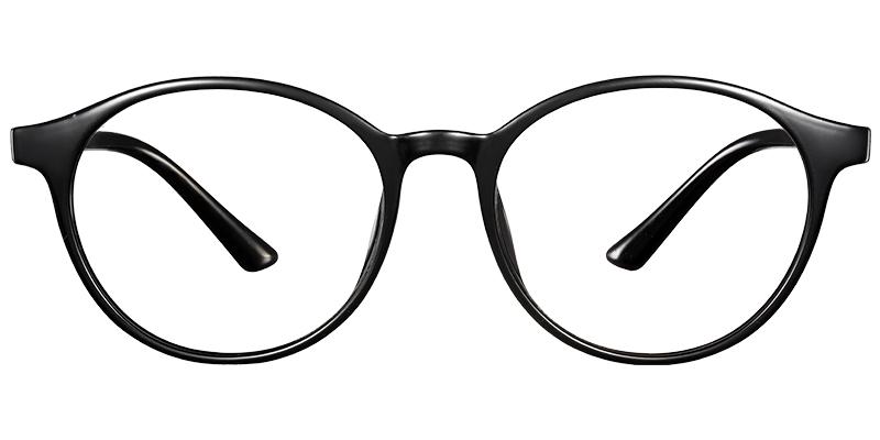 Moneti Eyewear Timeless Elegance Oval Bright Black Eyeglasses - oval frame - front view - alternate view