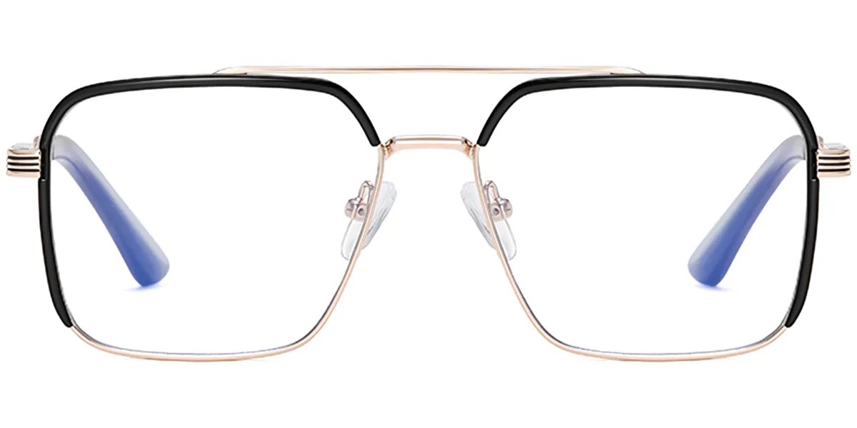 Moneti Eyewear Aurelio Aviator Glasses – Black Gold Eyeglasses - front view