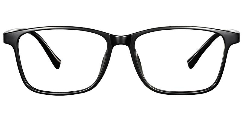 Moneti Eyewear Executive Series Rectangle Bright Black Eyeglasses - rectangle frame - front view