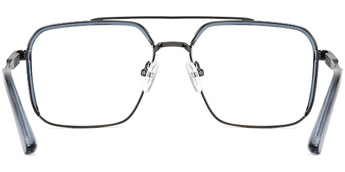 Moneti Eyewear Aurelio Aviator Glasses β Black Gold Translucent Blue Eyeglasses - aviator frame - front view