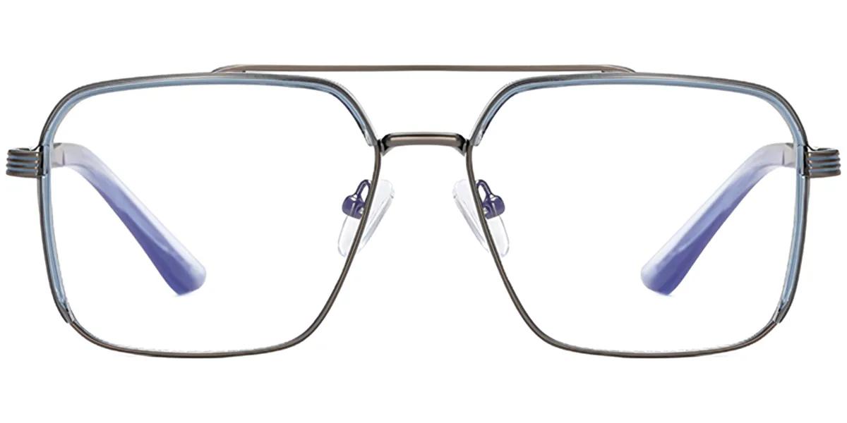 Moneti Eyewear Aurelio Aviator Glasses β Black Gold Translucent Blue Eyeglasses - aviator frame - front view - alternate view