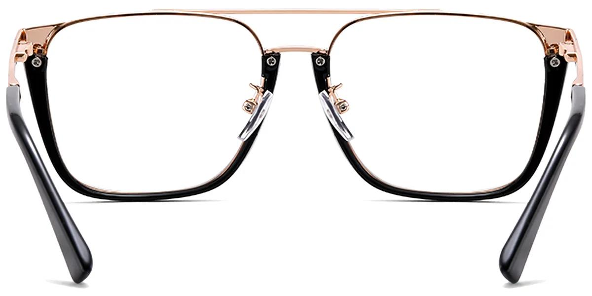Moneti Eyewear Jetset Aviator Glasses β Black Gold Black Gold Eyeglasses - aviator frame - front view