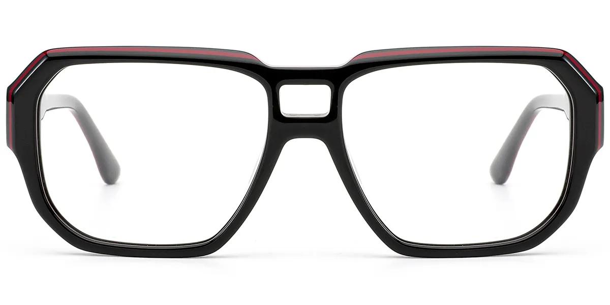 Moneti Eyewear Falcon Aviator Glasses β Black Black Eyeglasses - aviator frame - front view