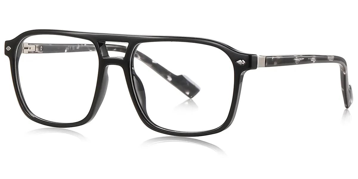 Moneti Eyewear Stratos Aviator Glasses β Black Black Eyeglasses - aviator frame - front view