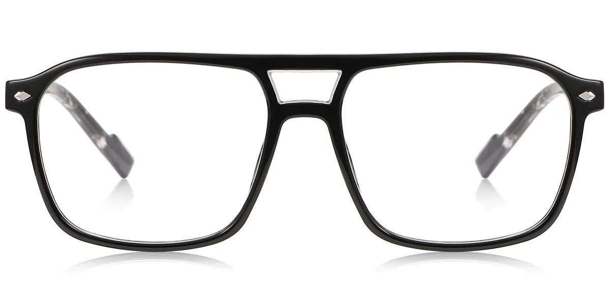 Moneti Eyewear Stratos Aviator Glasses β Black Black Eyeglasses - aviator frame - front view - alternate view