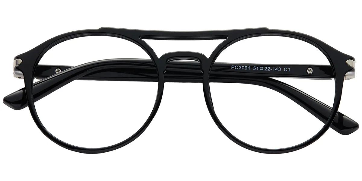 Moneti Eyewear Nova Pilot Aviator Glasses β Bright Black Bright Black Eyeglasses - aviator frame - front view