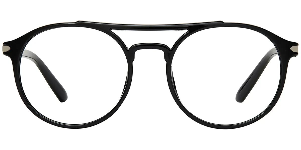 Moneti Eyewear Nova Pilot Aviator Glasses β Bright Black Bright Black Eyeglasses - aviator frame - front view - alternate view