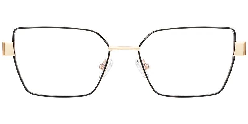 Moneti Eyewear Executive Line Rectangle Black Gold Eyeglasses - rectangle frame - front view