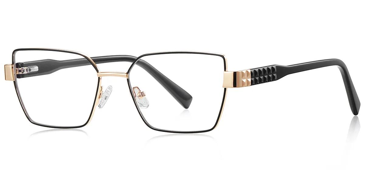 Moneti Eyewear Executive Line Rectangle Black Gold Eyeglasses - rectangle frame - front view - alternate view