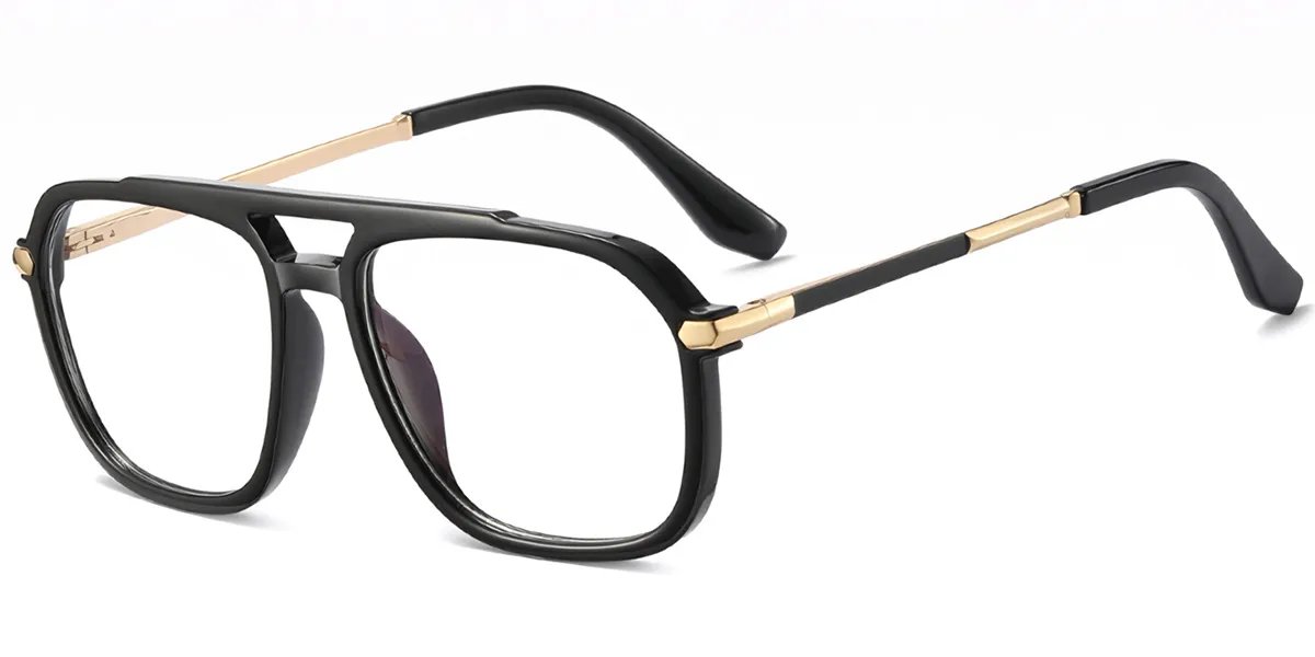 Moneti Eyewear Orion Aviator Glasses – Bright Black Eyeglasses - front view
