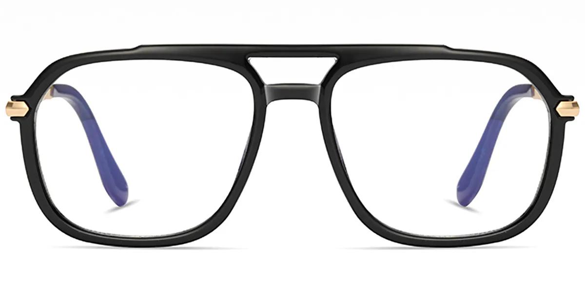 Moneti Eyewear Orion Aviator Glasses β Bright Black Bright Black Eyeglasses - aviator frame - front view - alternate view