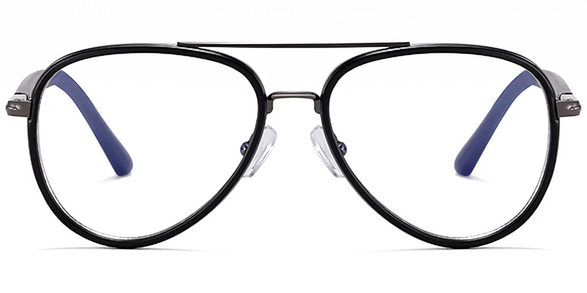 Moneti Eyewear Aurelio Aviator Glasses β Matte Black Matte Black Eyeglasses - aviator frame - front view